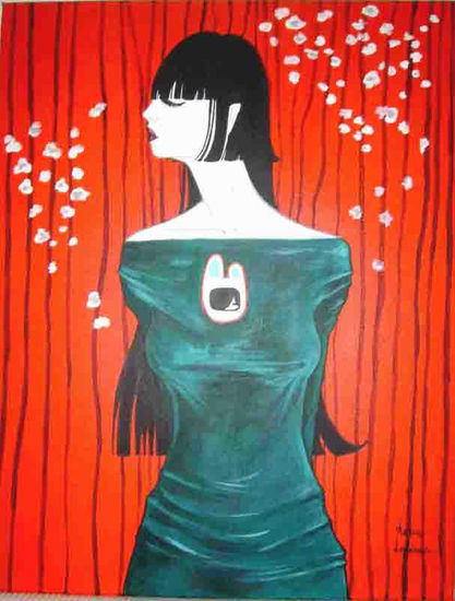 Freeda con vestido verde Acrylic Canvas Figure Painting