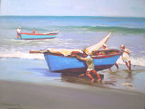 Pescadores en la playa