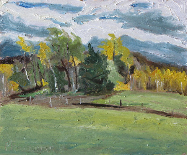 A Windy October Day, Quebec, Canada Oil Panel Landscaping