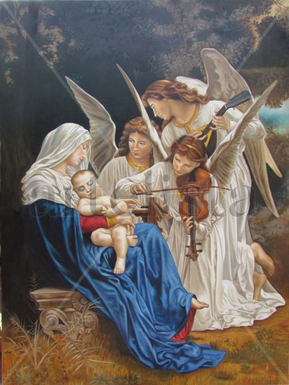 El coro de Angeles Oil Canvas Figure Painting