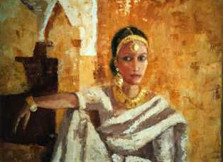 India Oil Canvas Figure Painting