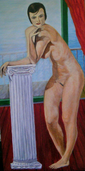 Desnudo ante el balcón Acrylic Canvas Nude Paintings