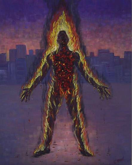 Hombre ardiendo