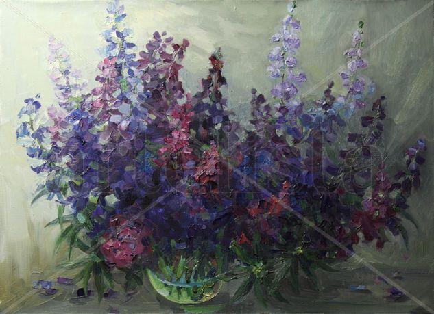 Lupinos Oil Canvas Floral Painting