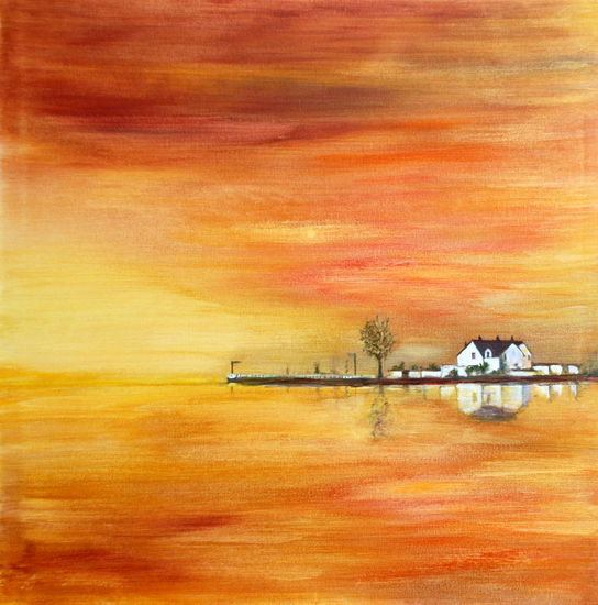 Atardecer en el lago Ouich Acrylic Canvas Landscaping