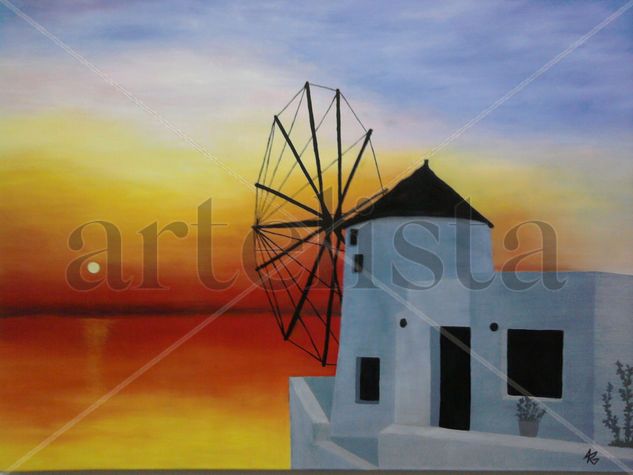 Santorini Oil Canvas Landscaping