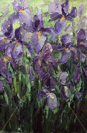 Irises Oil Card Floral Painting