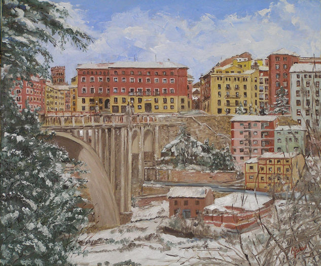 Viaducto de Teruel Óleo Lienzo Paisaje