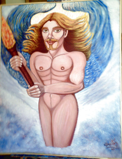 ANGEL CON ANTORCHA Oil Canvas Nude Paintings