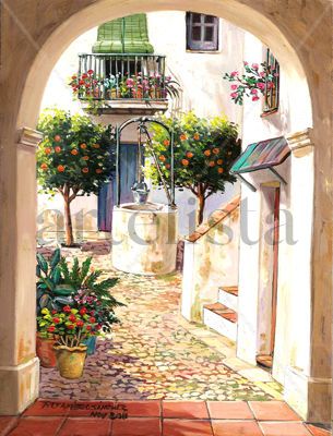 "Patio del pozo y los naranjos"