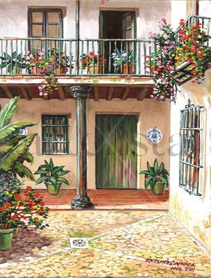 "Patio de la columna" Oil Panel Landscaping