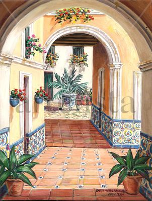 "Patio de los azulejos Oil Panel Landscaping