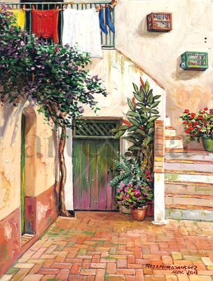 "Patio de las jaulas" Oil Panel Landscaping