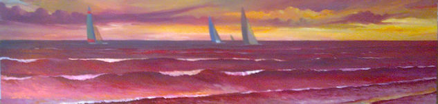 regata rojo Oil Panel Marine Painting