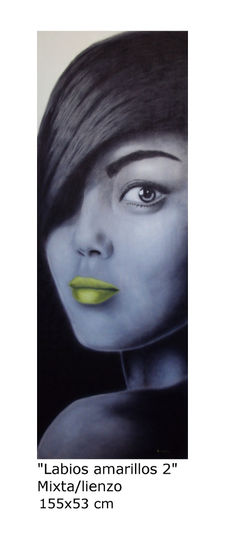 Labios amarillos 2 Mixed media Canvas Portrait