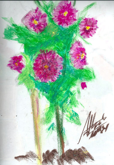 las dalias Wax Paper Floral Painting