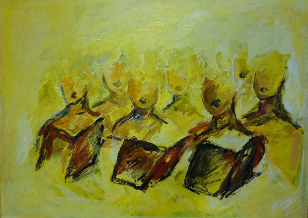 CORAL DON BOSCO DURANTE EL ENSAYO 44 X59 2011 Mixed media Canvas Figure Painting