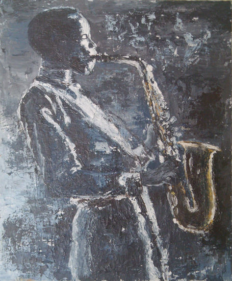 saxofonista Acrylic Canvas Figure Painting