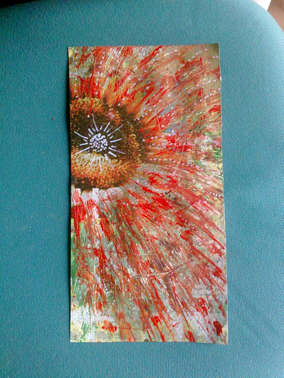 MACRO SUNFLOWER!!! F3 146/2011 Acrylic Paper Floral Painting