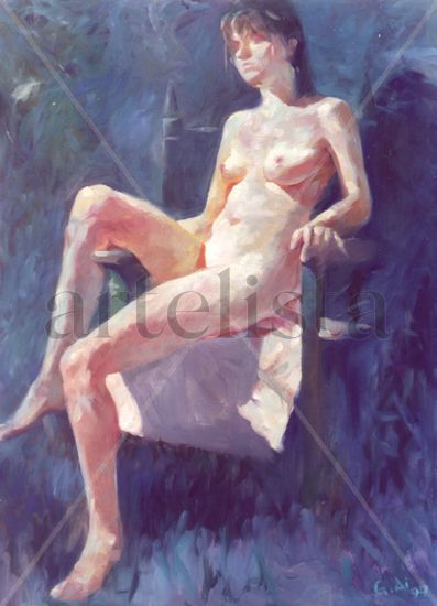 Blue Tone Oil Canvas Nude Paintings