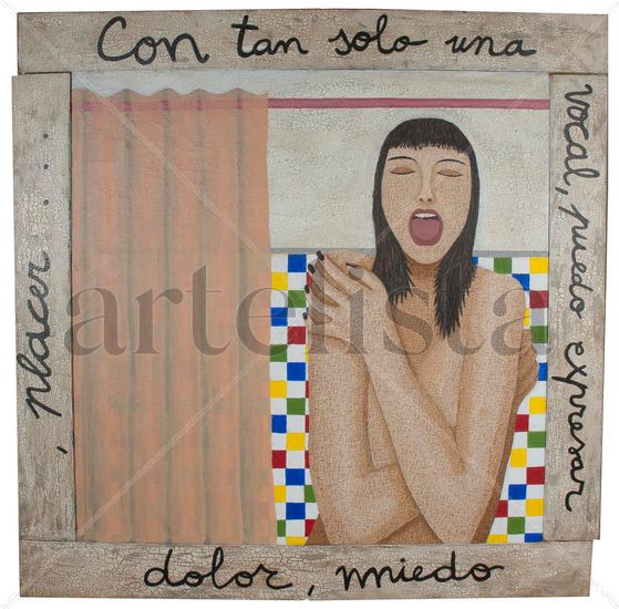 con tan solo una vocal puedo expresa, miedo, dolor, placer Acrylic Canvas Figure Painting