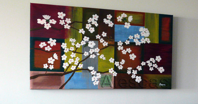 Flores de Cerezo Acrylic Canvas Floral Painting