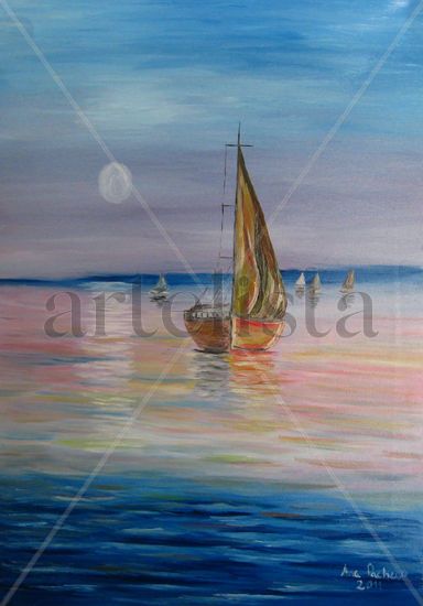 So Quiet Oil Textile Marine Painting