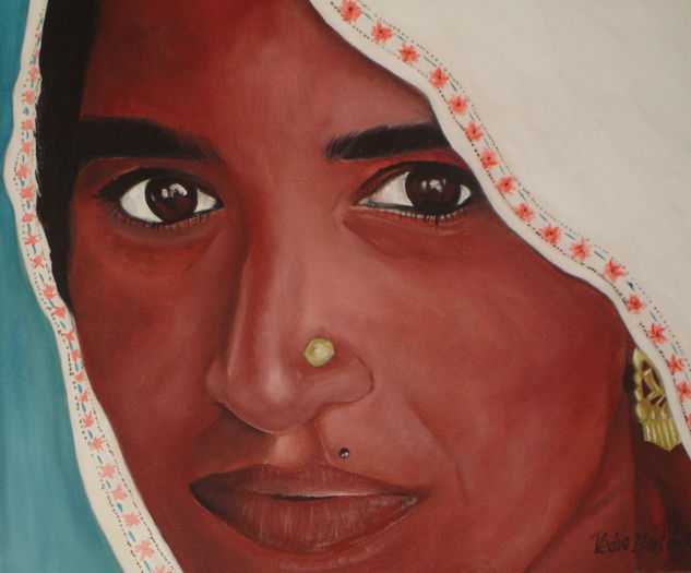 india Oil Panel Portrait