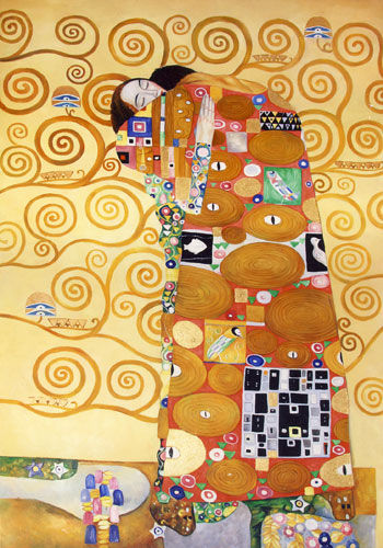 l'abbraccio di klimt Oil Textile Figure Painting