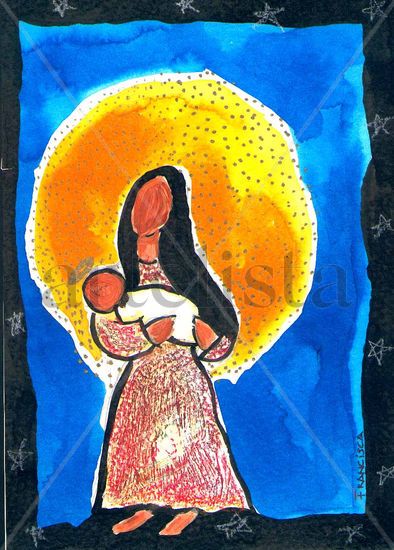 VIRGEN MORENA Mixed media Paper Others