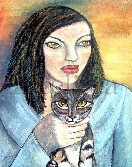 Homenaje a Lucian Freud (Muchacha con Gato) 