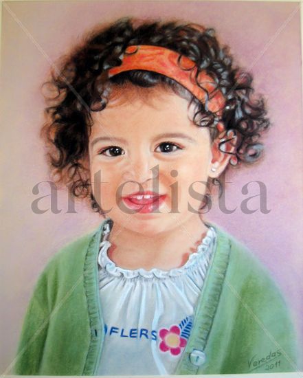 una amiguita Pastel Papel Retrato