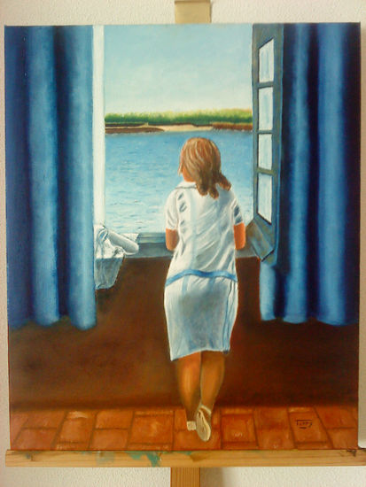 Muchacha en la ventana Oil Canvas Figure Painting