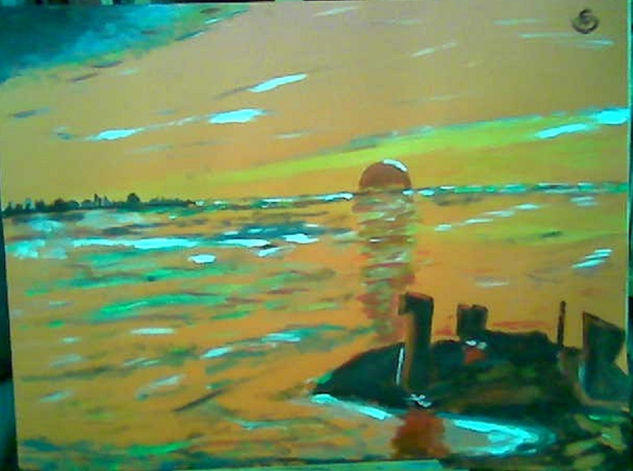 Puesta de Sol Acrylic Paper Marine Painting