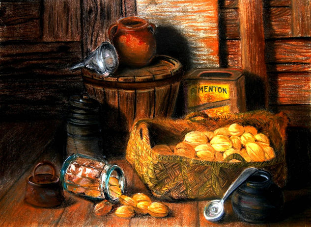 Bodegon con pimenton Pastel Paper Still Life Paintings