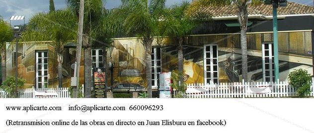 Mural al oleo en conocido restaurante en Marbella