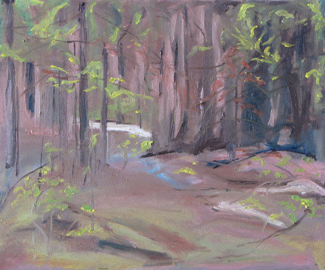 In The Shade of The Woods Oil Panel Landscaping