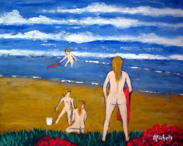 Détente à la plage Acrylic Canvas Nude Paintings