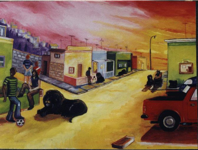 el barrio de los leones negros Oil Canvas Landscaping