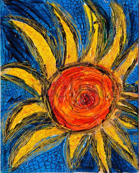 SOL Mixed media Textile Floral Painting