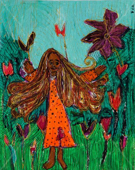 NIÑA MARIPOSA Mixed media Textile Landscaping