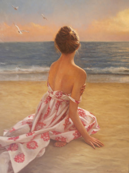 la playa Oil Canvas Figure Painting