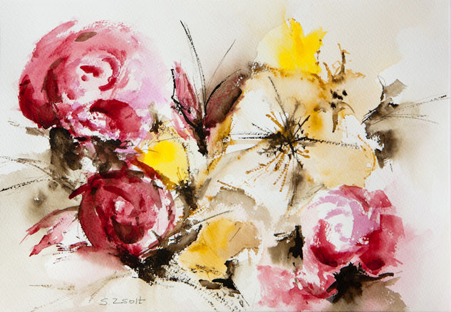 The flower power Watercolour Paper Floral Painting