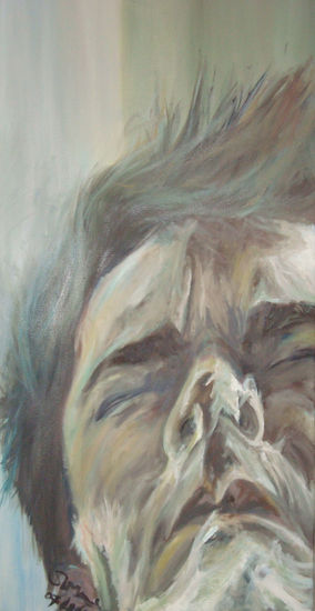 Self Portrait - Shaving Oil Canvas Portrait