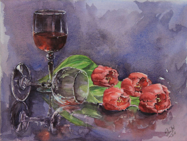 bodegón 1 Watercolour Paper Still Life Paintings