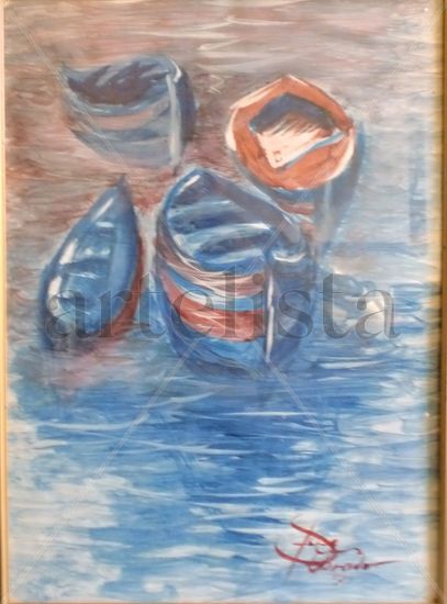 BARCAS Ink Canvas Marine Painting