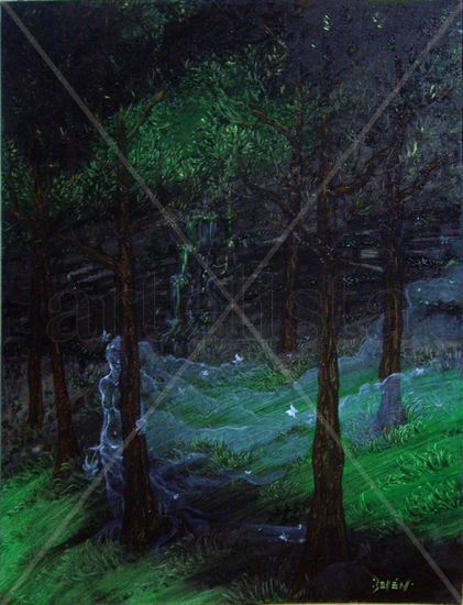 Niebla en los bosques de Bilbao Oil Canvas Landscaping