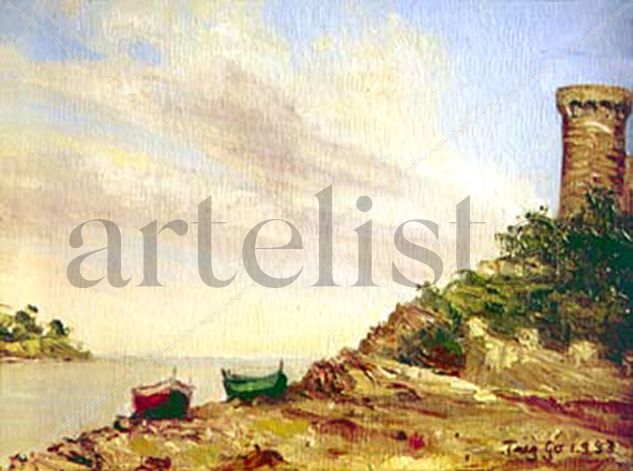 0189-07-0054-TOSSA DEL MAR CATALUNA, APUNTE Oil Canvas Marine Painting