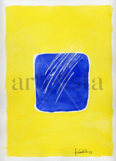 Azul sobre amarillo Acuarela Papel Otros