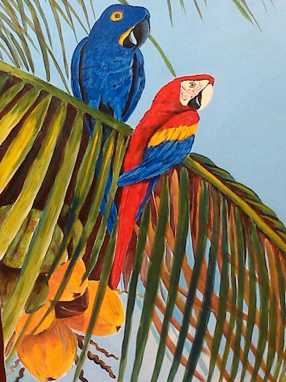 guacamaya 2 Acrílico Lienzo Animales